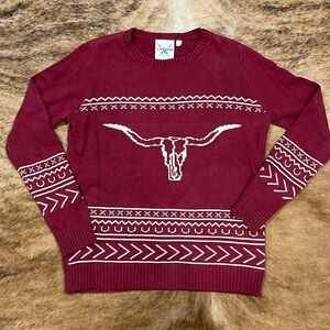 Red Longhorn Cotton & Rye sweater, size Medium